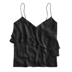 J. Crew Drapey Ruffle Cami - Black - 8T